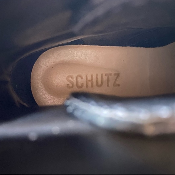 New! Schutz Chunky Lug Sole Lace Up Croc Embossed Leather Boot 6B - Picture 10 of 12